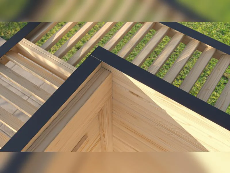 Weka Design-Gartenhaus Pure Garden Amberley 1/3, 28 mm, 300x300 cm, Grau/Weiß, inkl. Schiebetür - Image 5