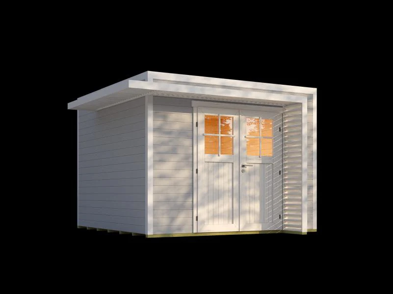 Weka Design-Gartenhaus Pure Garden Amberley 1/3, 28 mm, 300x300 cm, Grau/Weiß, Massivholz-Doppeltür - Image 4