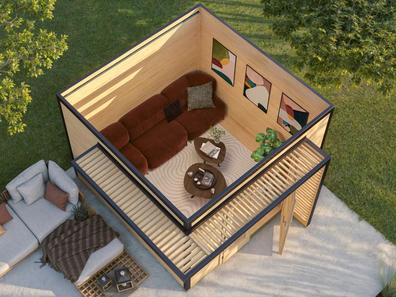 Weka Design-Gartenhaus Pure Garden Amberley 1/3, 28 mm, 300x300 cm, Grau/Weiß, Massivholz-Doppeltür - Image 4