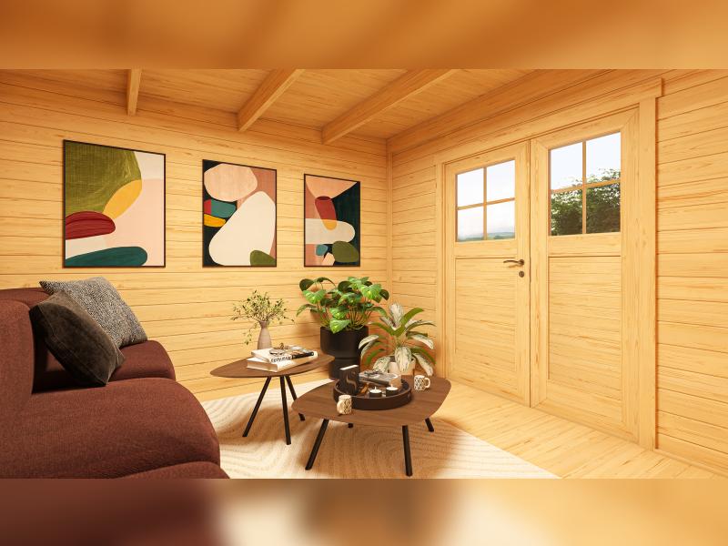 Weka Design-Gartenhaus Pure Garden Amberley 1/3, 28 mm, 300x300 cm, Graugrün/Anthrazit, Massivholz-D - Image 2
