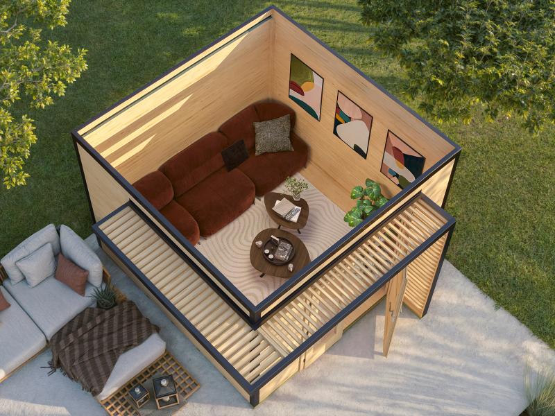 Weka Design-Gartenhaus Pure Garden Amberley 1/3, 28 mm, 300x300 cm, Graugrün/Anthrazit, Massivholz-D - Image 5