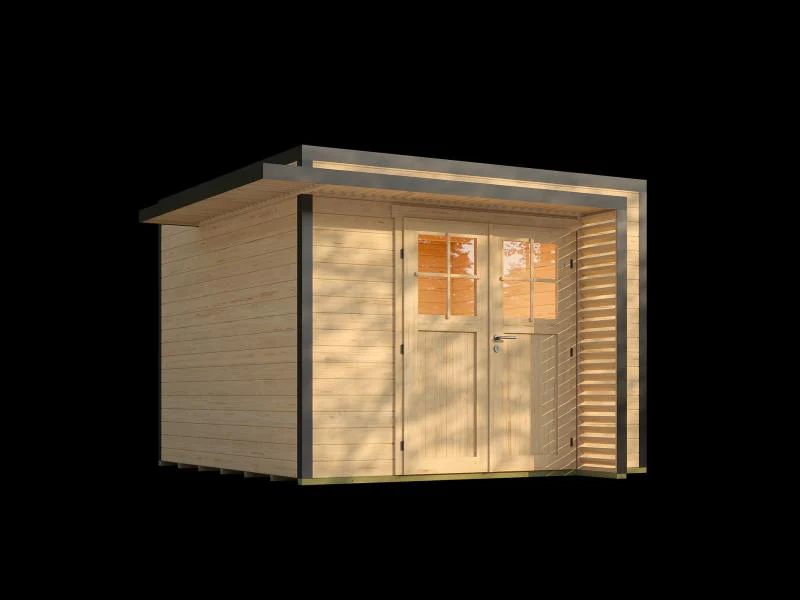 Weka Design-Gartenhaus Pure Garden Amberley 1/3, 28 mm, 300x300 cm, Naturbelassen, Massivholz-Doppel - Image 4