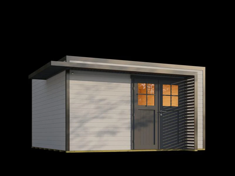 Weka Design-Gartenhaus Pure Garden Amberley 1/3, 44 mm, 400x400 cm, Grau/Anthrazit, Massivholz-Doppe - Image 4
