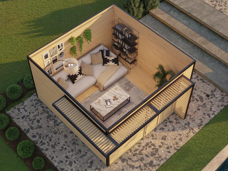 Weka Design-Gartenhaus Pure Garden Amberley 1/3, 44 mm, 400x400 cm, Grau/Anthrazit, Massivholz-Doppe - Image 2