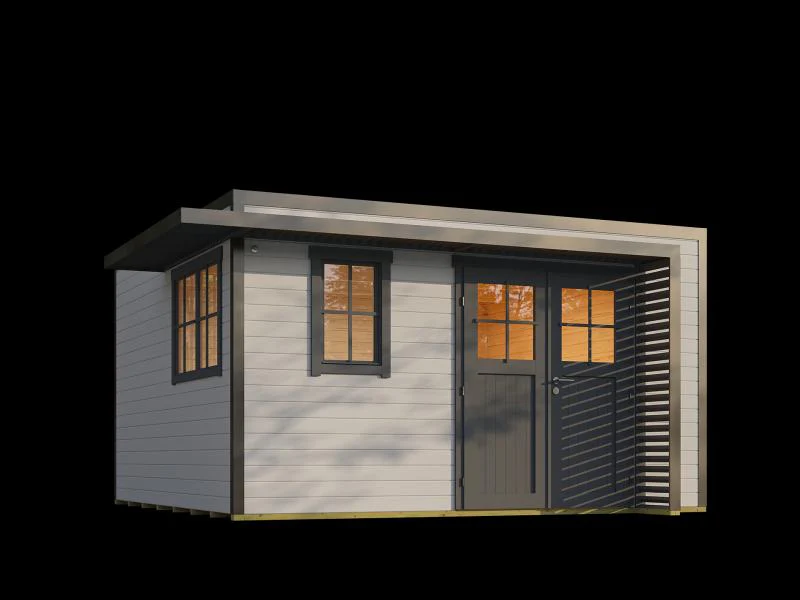 Weka Design-Gartenhaus Pure Garden Amberley 1/3, 44 mm, 400x400 cm, Grau/Anthrazit, Massivholz-Doppe - Image 4