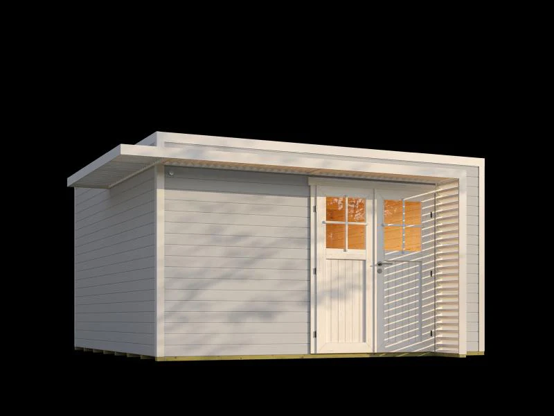 Weka Design-Gartenhaus Pure Garden Amberley 1/3, 44 mm, 400x400 cm, Grau/Weiß, Massivholz-Doppeltür - Image 4
