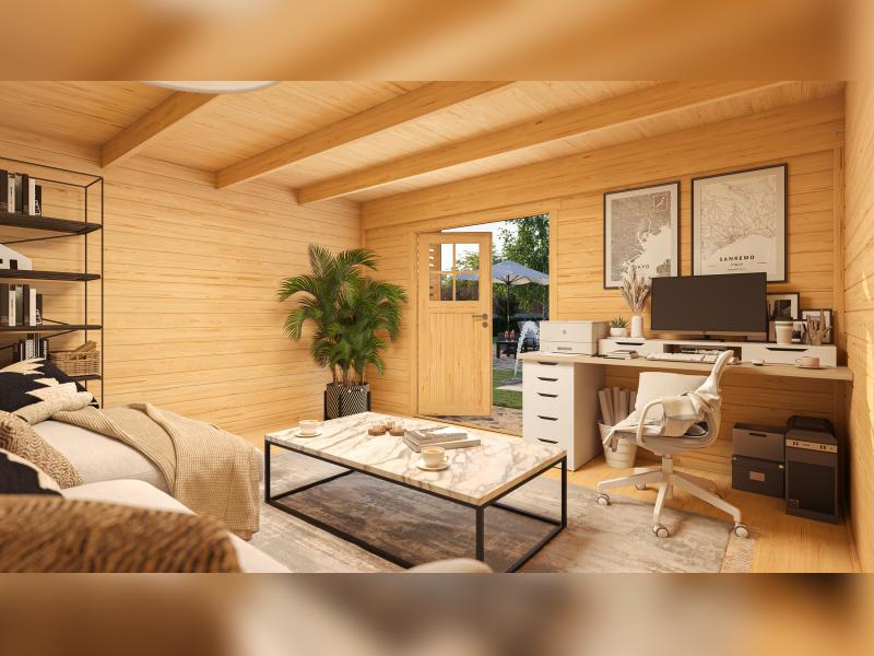 Weka Design-Gartenhaus Pure Garden Amberley 1/3, 44 mm, 400x400 cm, Graugrün/Anthrazit, Massivholz-D - Image 3