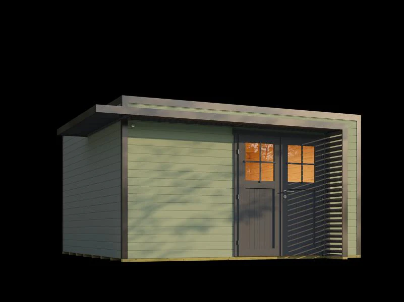 Weka Design-Gartenhaus Pure Garden Amberley 1/3, 44 mm, 400x400 cm, Graugrün/Anthrazit, Massivholz-D - Image 4
