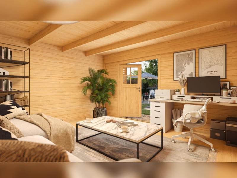 Weka Design-Gartenhaus Pure Garden Amberley 1/3, 44 mm, 400x400 cm, Graugrün/Anthrazit, Massivholz-D - Image 3