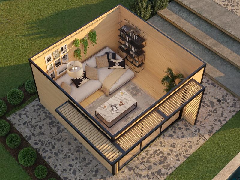 Weka Design-Gartenhaus Pure Garden Amberley 1/3, 44 mm, 400x400 cm, Naturbelassen, große Schiebetür - Image 3