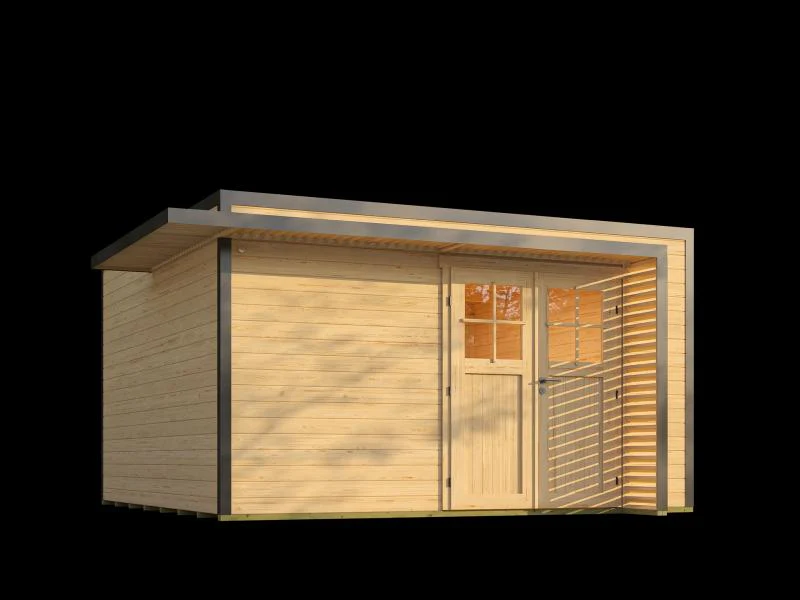 Weka Design-Gartenhaus Pure Garden Amberley 1/3, 44 mm, 400x400 cm, Naturbelassen, Massivholz-Doppel - Image 4