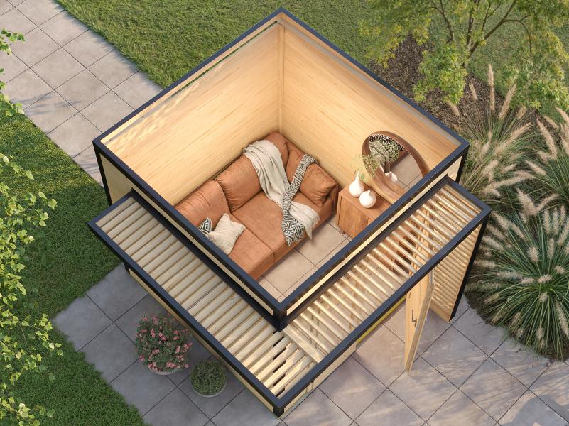 Weka Design-Gartenhaus Pure Garden Amberley 1,5, 19 mm, 235x235 cm, Naturbelassen, Design-Doppeltür - Image 2