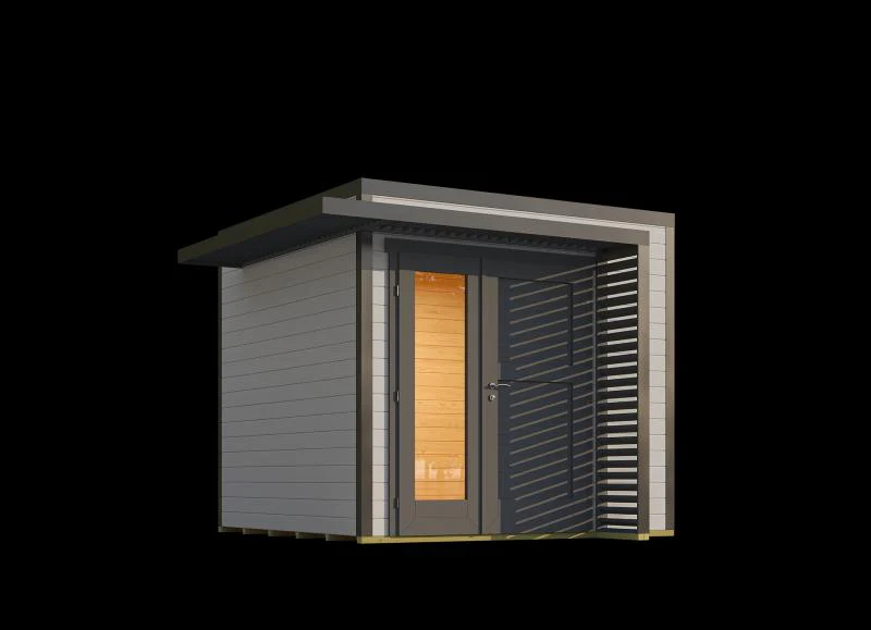 Weka Design-Gartenhaus Pure Garden Amberley 1,5, 28 mm, 250x250 cm, Grau/Anthrazit, Design-Doppeltür - Image 5
