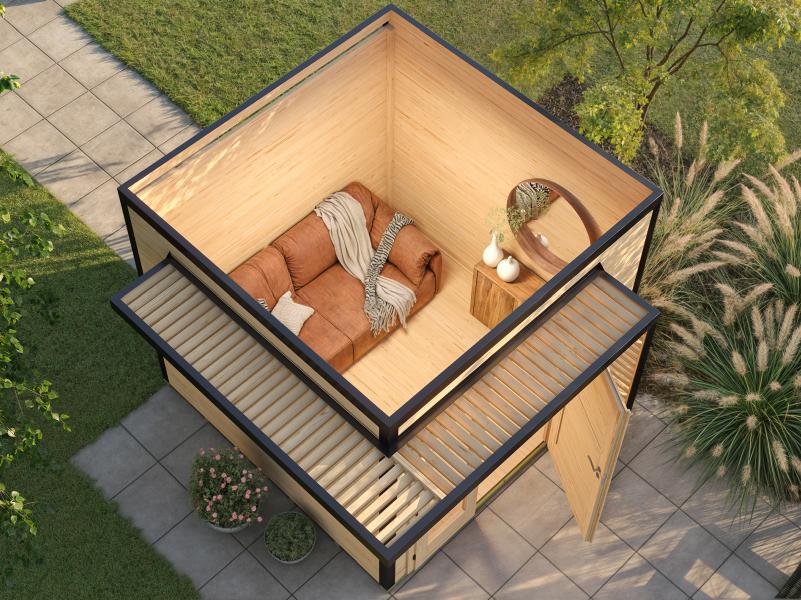 Weka Design-Gartenhaus Pure Garden Amberley 1,5, 28 mm, 250x250 cm, Naturbelassen, Design-Doppeltür - Image 2