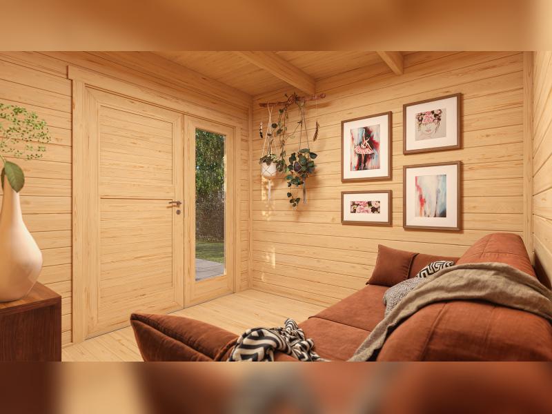 Weka Design-Gartenhaus Pure Garden Amberley 1,5, 28 mm, 250x250cm, Graugrün/Anthrazit, Design-Doppel - Image 3