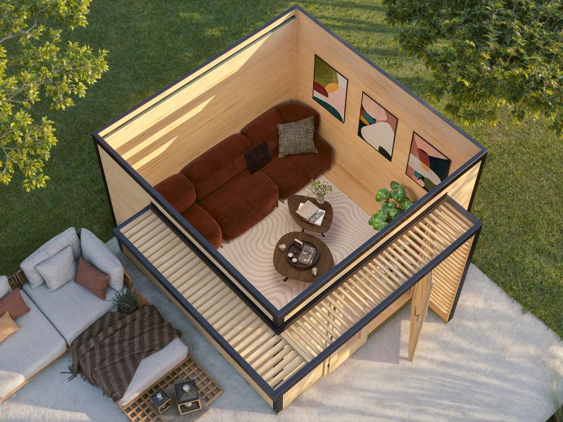 Weka Design-Gartenhaus Pure Garden Amberley 1,5, 28 mm, 300x300 cm, Graugrün/Anthrazit -Design-Doppe - Image 2