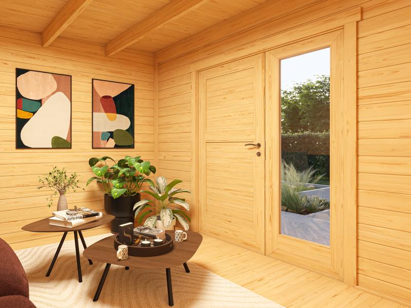 Weka Design-Gartenhaus Pure Garden Amberley 1,5, 28 mm, 300x300 cm, Naturbelassen, Design-Doppeltür - Image 3