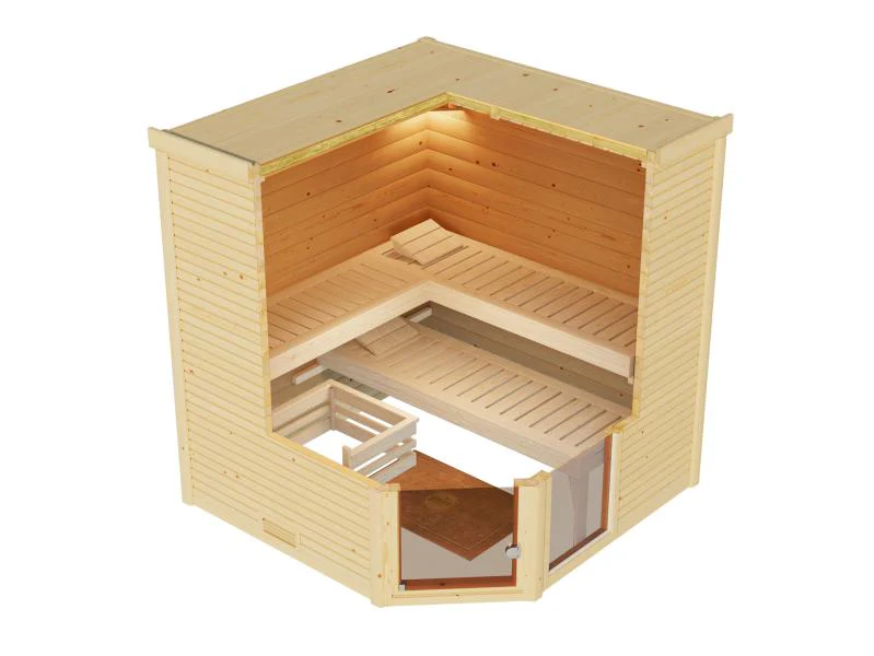 Weka Design-Sauna CUBILIS Gr. 2 Sparset, inkl. 9 kW Ofen Kompakt integr. Steuerung, Glastür, Fenster - Image 4