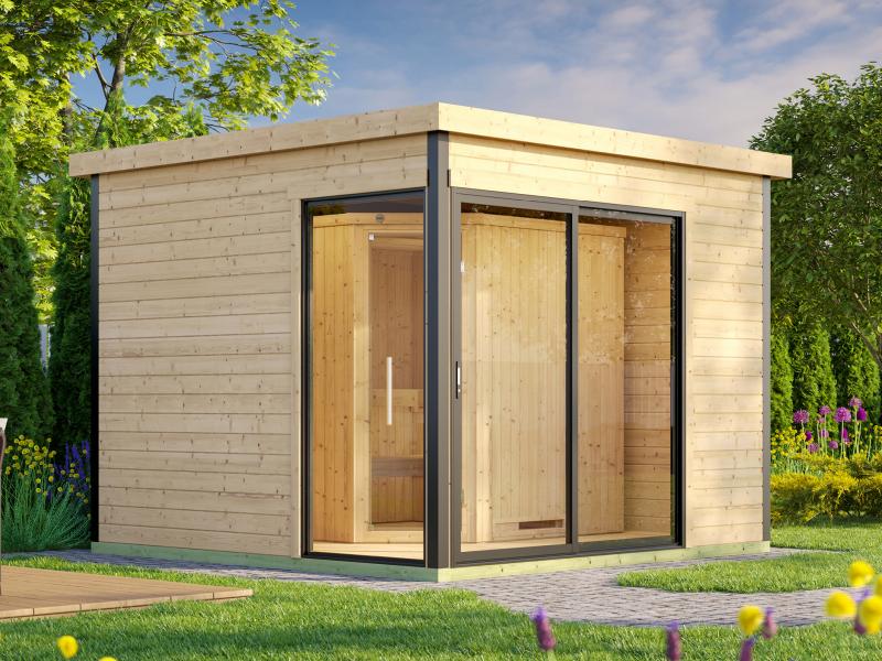 Weka Design-Saunahaus SH 412, natur, inkl. 9 kW OS mit Steuerung