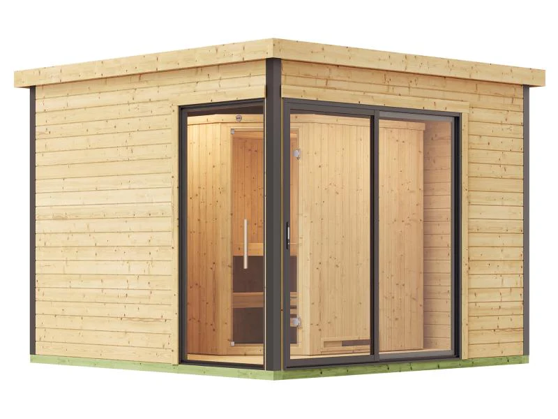 Weka Design-Saunahaus SH 412, natur, inkl. 9 kW Saunaofen Kompakt integr. Steuerung - Image 2