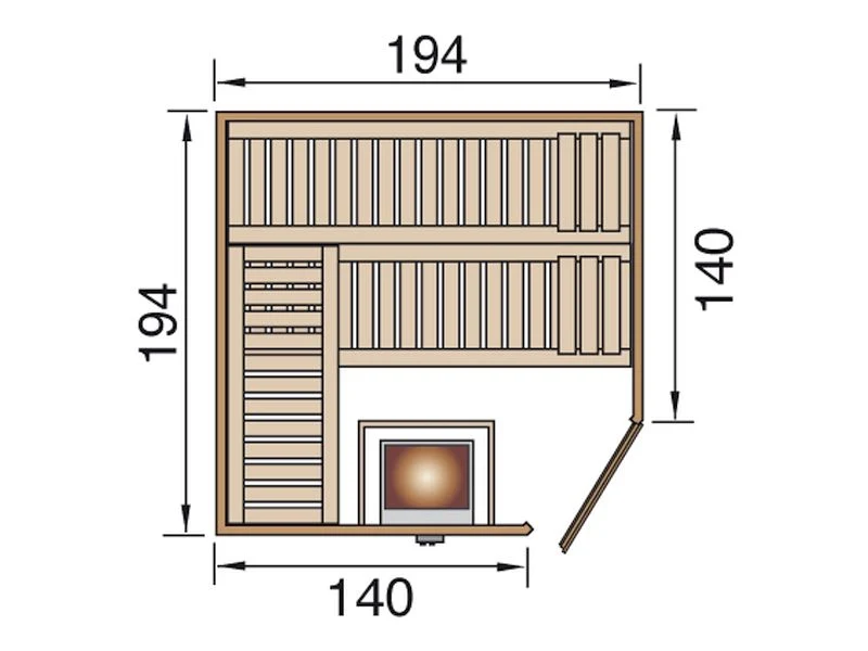 Weka Elementsauna 508 GT Gr. 4 inkl. 7,5 kW Sauna-Ofen mit externer Steuerung (OS) - Image 3