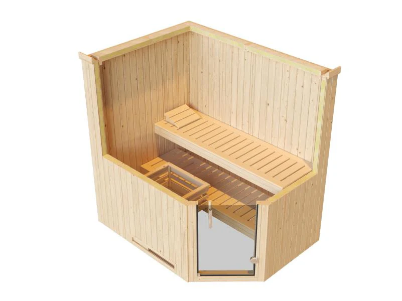 Weka Elementsauna Varberg 1, inkl. 4,5 kW Saunaofen (OS) mit digitaler Steuerung,  Ganzglastür - Image 6