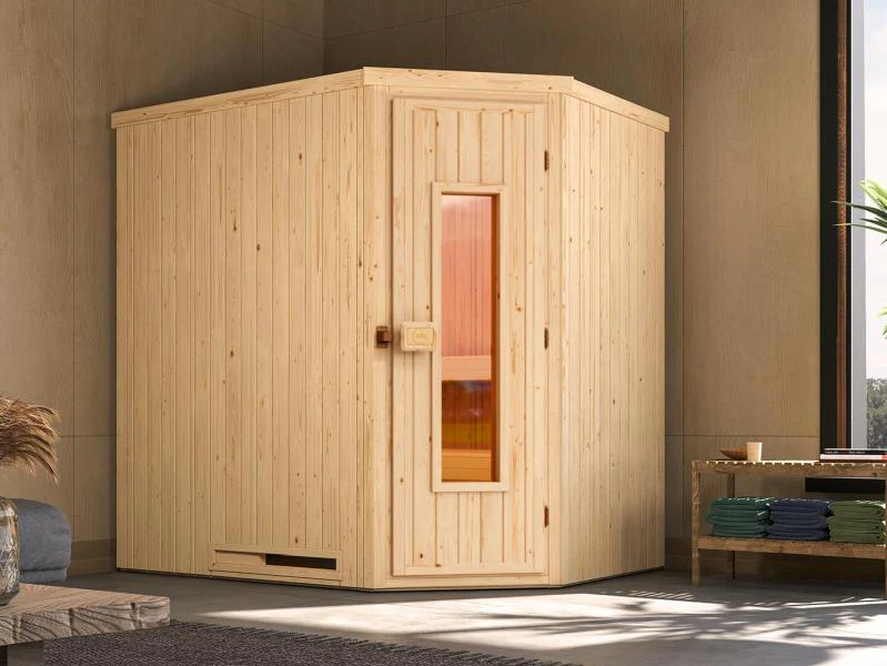 Weka Elementsauna Varberg 1, inkl. 5,4 kW Ofen Kompakt integr. Steuerung,  isolierte Holztür