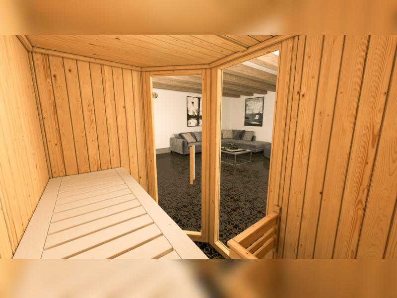 Weka Elementsauna Varberg 1,weiß, inkl. 4,5 kW Bioofen (BioS) mit digitaler Steuerung, Ganzglastür u - Image 10