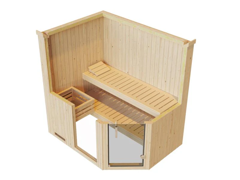 Weka Elementsauna Varberg 1,weiß, inkl. 4,5 kW Saunaofen(OS) mit digitaler Steuerung, Ganzglastür un - Image 6