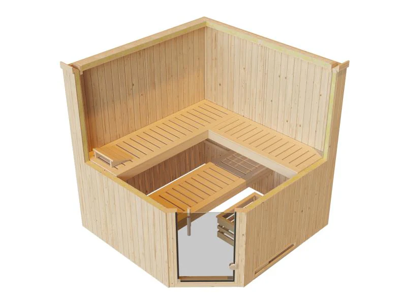 Weka Elementsauna Varberg 3, inkl. 9 kW Ofen Kompakt integr. Steuerung, Ganzglastür - Image 6