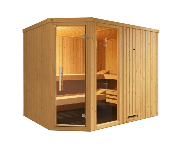 Weka Elementsauna Varberg 4, inkl. 9 kW Bioofen digitale Steuerung (BioS), Ganzglastür und Fenster - Image 3