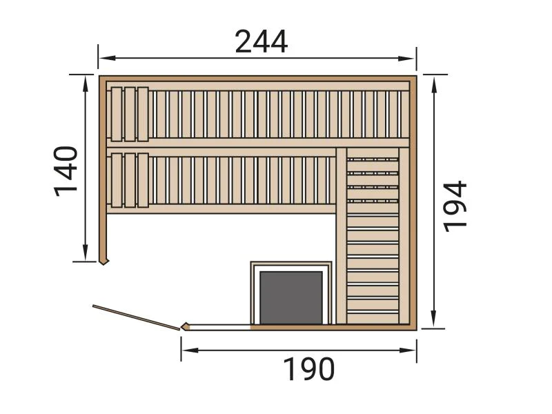 Weka Elementsauna Varberg 4, inkl. 9 kW Ofen digitale Steuerung (OS), Ganzglastür und Fenster - Image 2