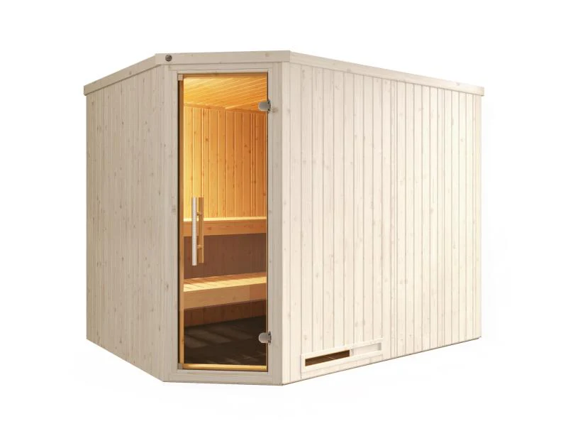 Weka Elementsauna Varberg 4 Trend, weiß, inkl. 9 kW Bioofen digitale Steuerung (BioS), Ganzglastür - Image 3