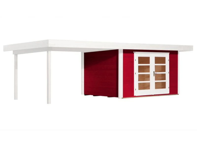 Weka Gartenhaus 126 B Plus Gr. 2 schwedenrot mit Anbaudach 300 cm - Image 3