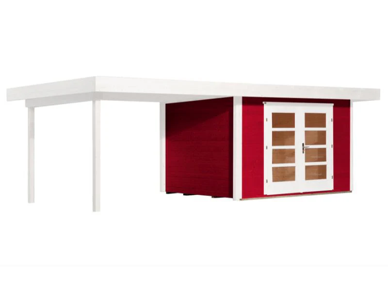 Weka Gartenhaus 126 Gr. 1 in schwedenrot mit Anbaudach 300 cm - Image 2