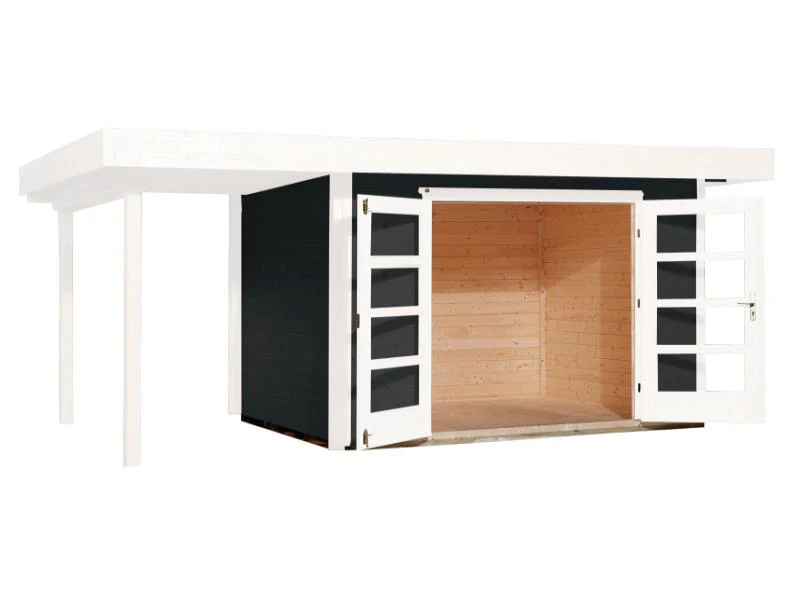 Weka Gartenhaus 126 Plus Gr. 2 anthrazit mit Anbaudach 150 cm - Image 3