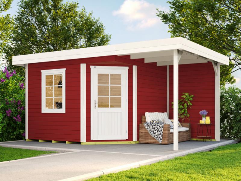 Weka Gartenhaus 213 Plus Gr 1 schwedenrot Anbau 150 cm