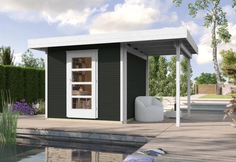 Weka Gartenhaus wekaLine 172 A Größe 1 anthrazit Anbau 150 cm