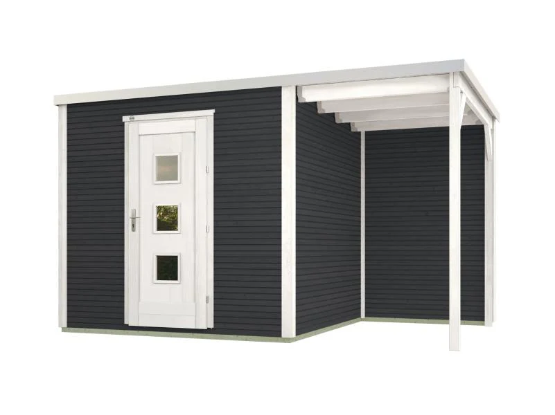 Weka Gartenhaus wekaLine 413 A Gr 1 anthrazit mit Anbau 150 cm - Image 2