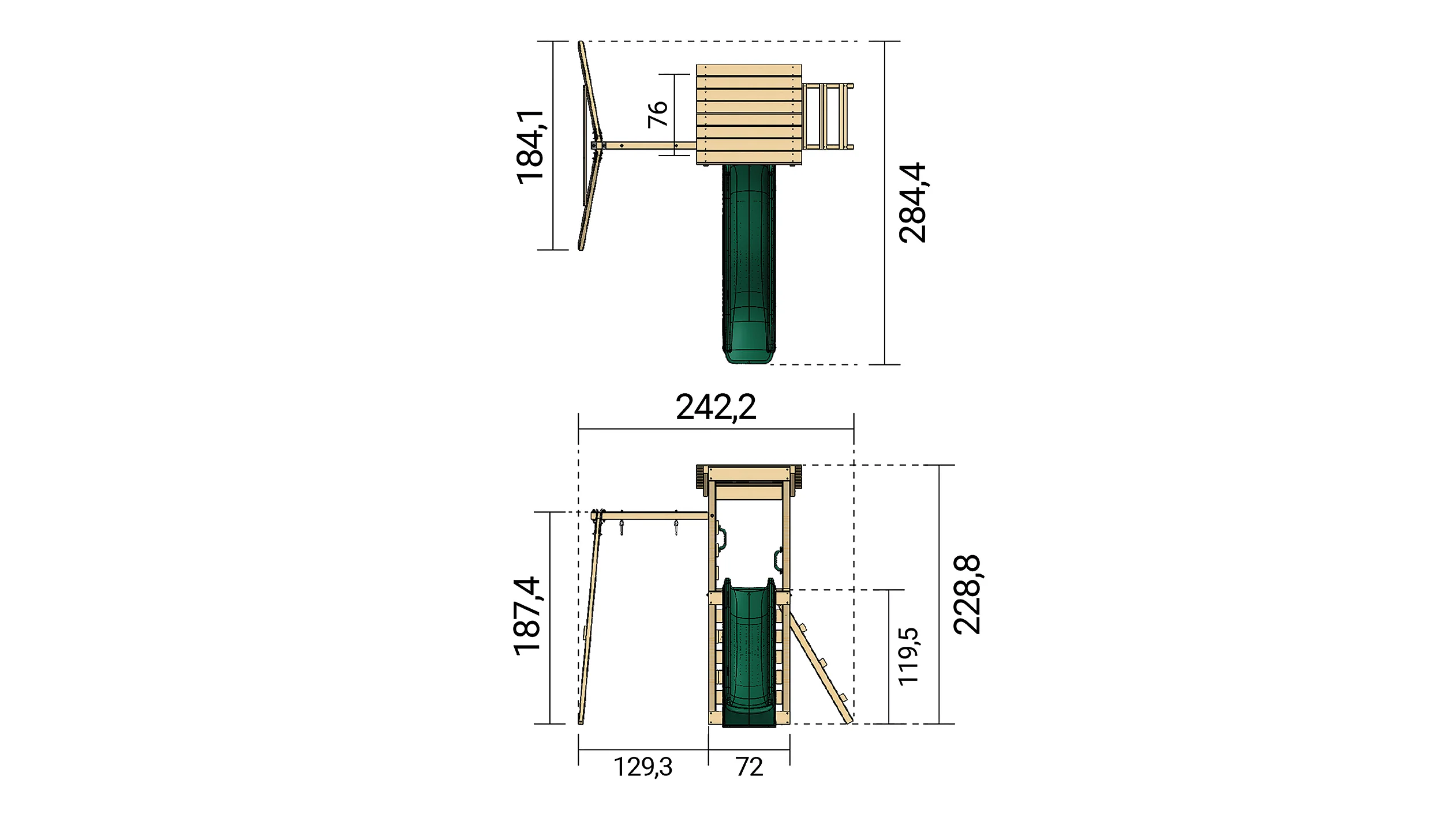 Weka Kinderspielturm Lyon inkl. Rutsche, Kletterwand und Einzelschaukel - Image 3