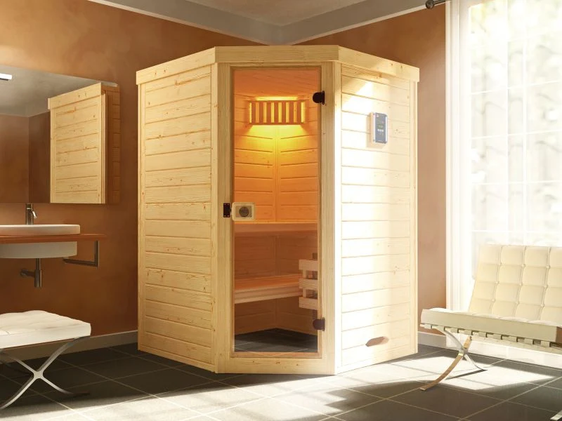 Weka Massivholz-Elementsauna Laukkala 1 GT, inkl. 3,6 kW Ofen Kompakt integr. Steuerung, mit Sauna-