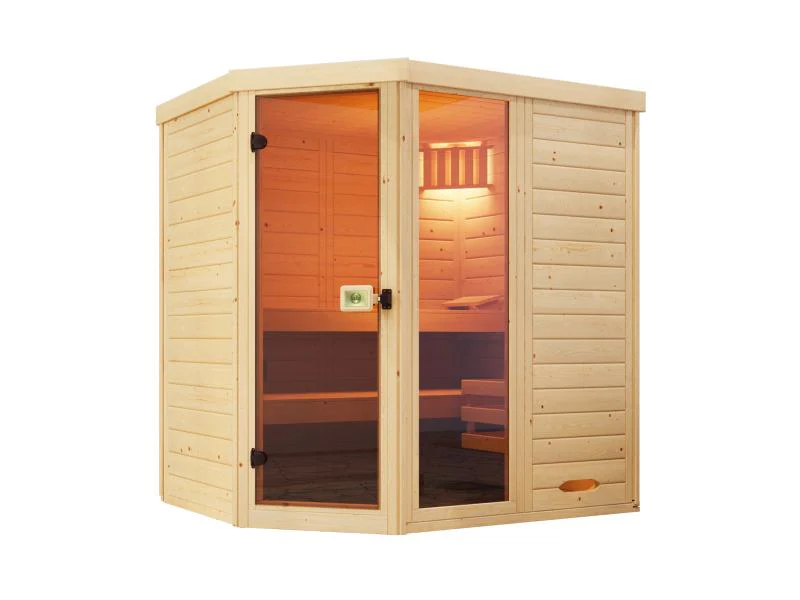 Weka Massivholz-Elementsauna Laukkala 2 GTF, inkl. 5,4 kW Ofen Kompakt integr. Steuerung, mit Saunal - Image 3