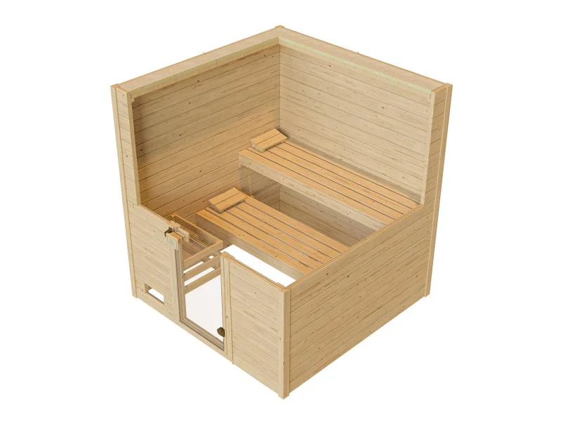 Weka Massivholzsauna Valida 3 GT, inkl. 5,4 kW Ofen Kompakt integr. Steuerng, Ganzglastür - Image 5