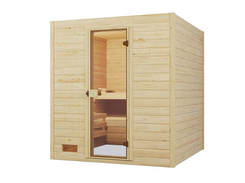 Weka Massivholzsauna Valida 3 GT, inkl. 7,5 kW Bioofen digitale Steuerng (BioS), Ganzglastür - Image 2