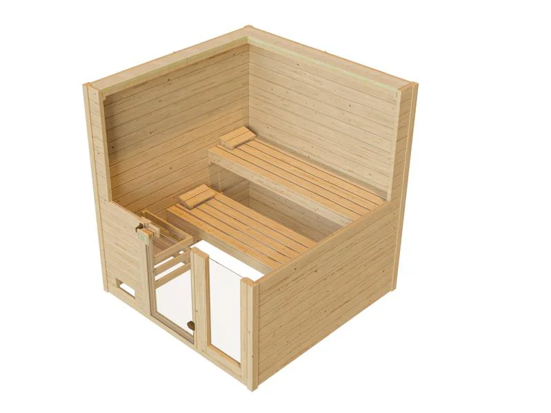 Weka Massivholzsauna Valida 3 GTF, inkl. 7,5 kW Bioofen digitale Steuerng (BioS), Ganzglastür und Fe - Image 6