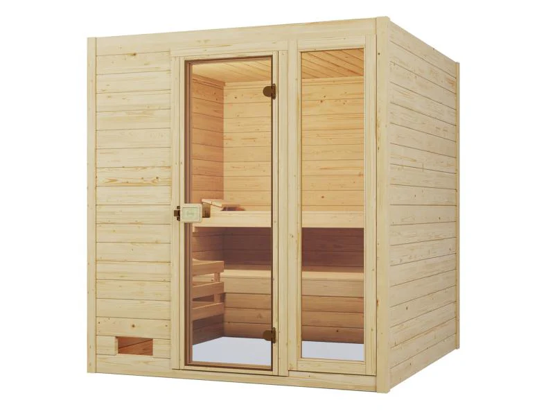 Weka Massivholzsauna Valida 3 GTF, inkl. 7,5 kW Ofen digitale Steuerng (OS), Ganzglastür und Fenster - Image 2