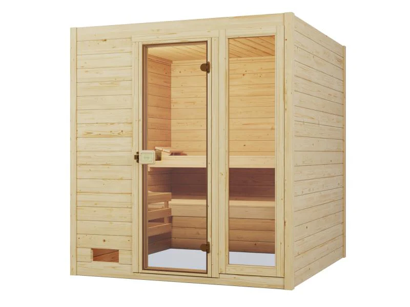 Weka Massivholzsauna Valida 3 GTF Sparset inkl. 9 kW Kompakt-Ofenset und Sauna-Leuchtenset - Image 3