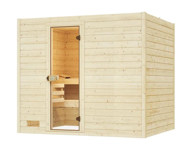 Weka Massivholzsauna Valida 4 GT, inkl. 7,5 kW Ofen digitale Steuerng (OS), Ganzglastür - Image 3