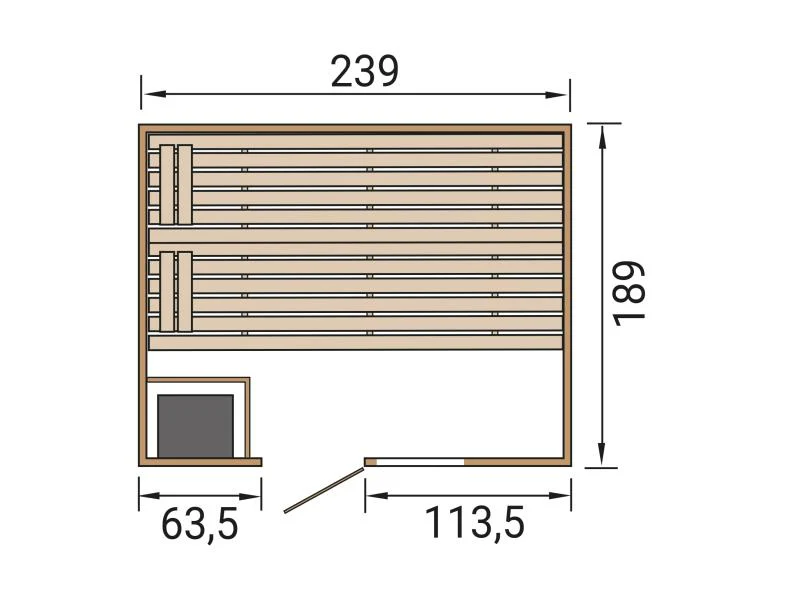 Weka Massivholzsauna Valida 4 GTF, inkl. 7,5 kW Bioofen digitale Steuerng (BioS), Ganzglastür und Fe - Image 3