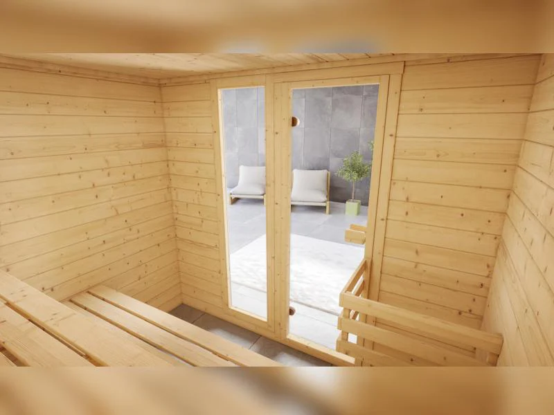 Weka Massivholzsauna Valida 4 GTF, inkl. 9 kW Ofen digitale Steuerng (OS), Ganzglastür und Fenster - Image 10